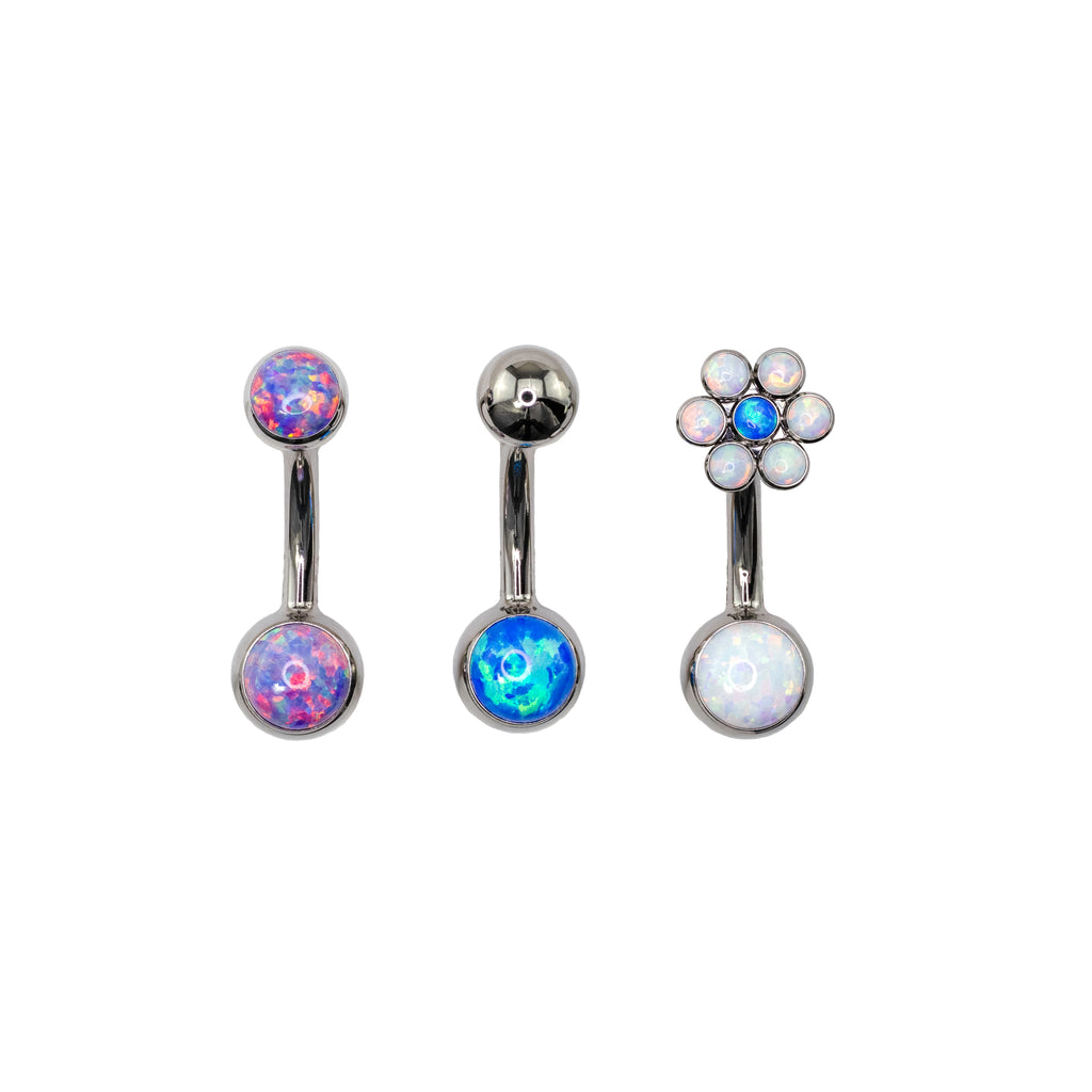 Curved Navel Barbell, Topless, with 5mm Flat-back (Cabochon)