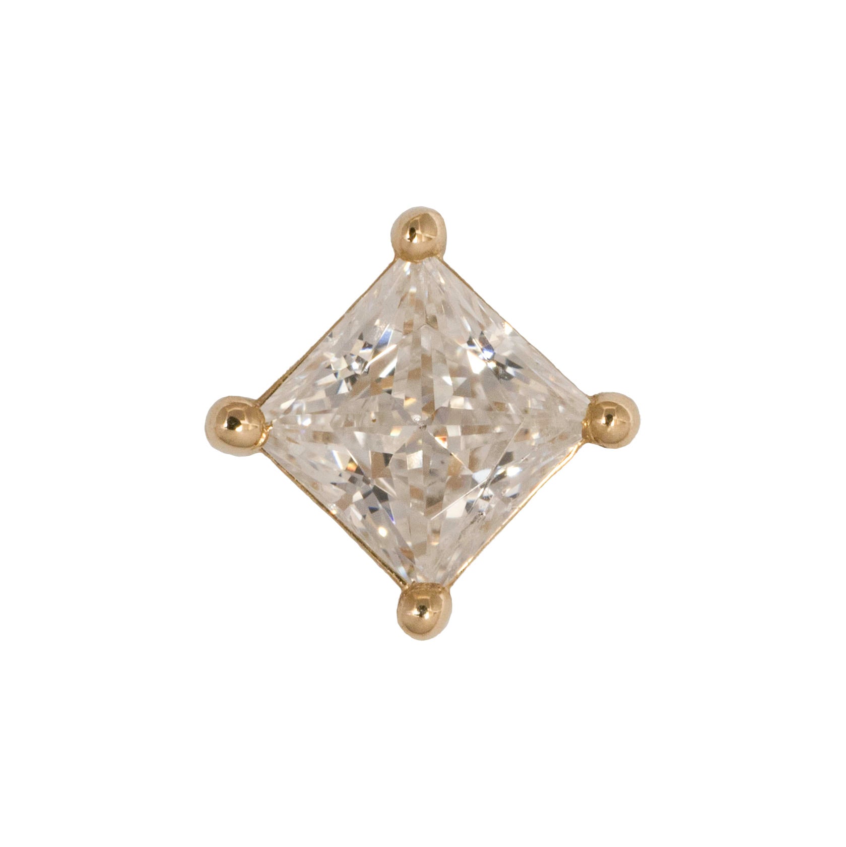 Gold Square Princess Prong Set Gem