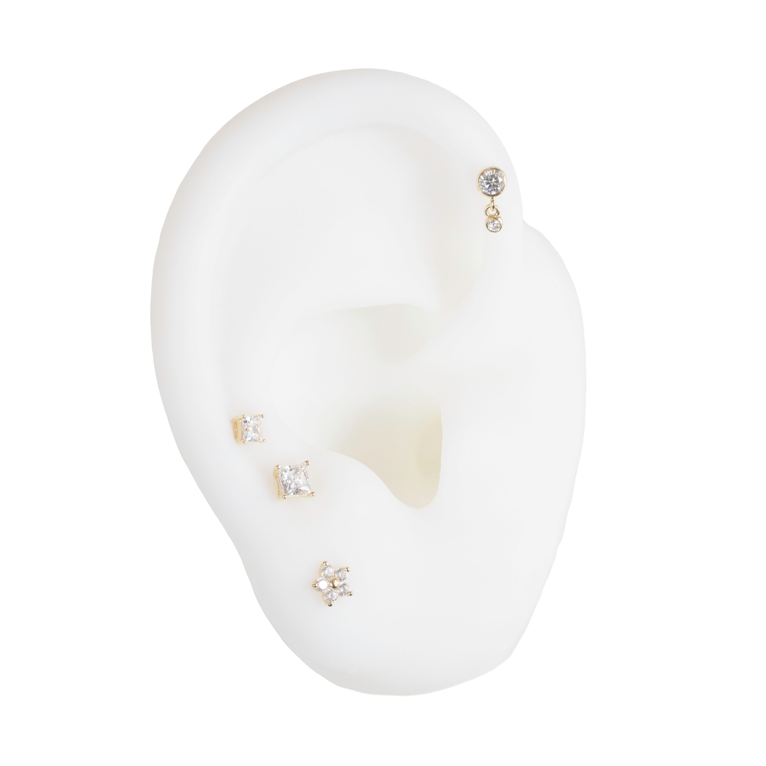 Gold Square Princess Prong Set Gem