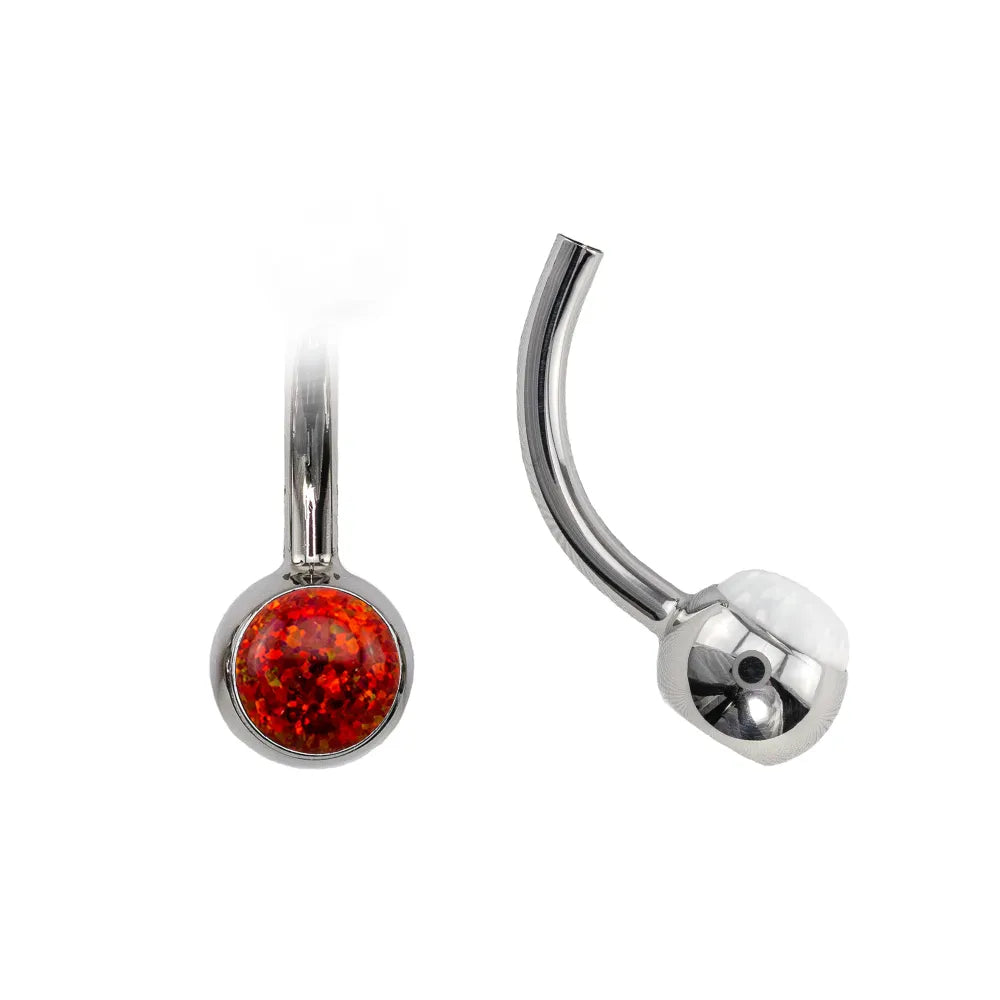 Topless Curved Navel Barbell with Cabochon